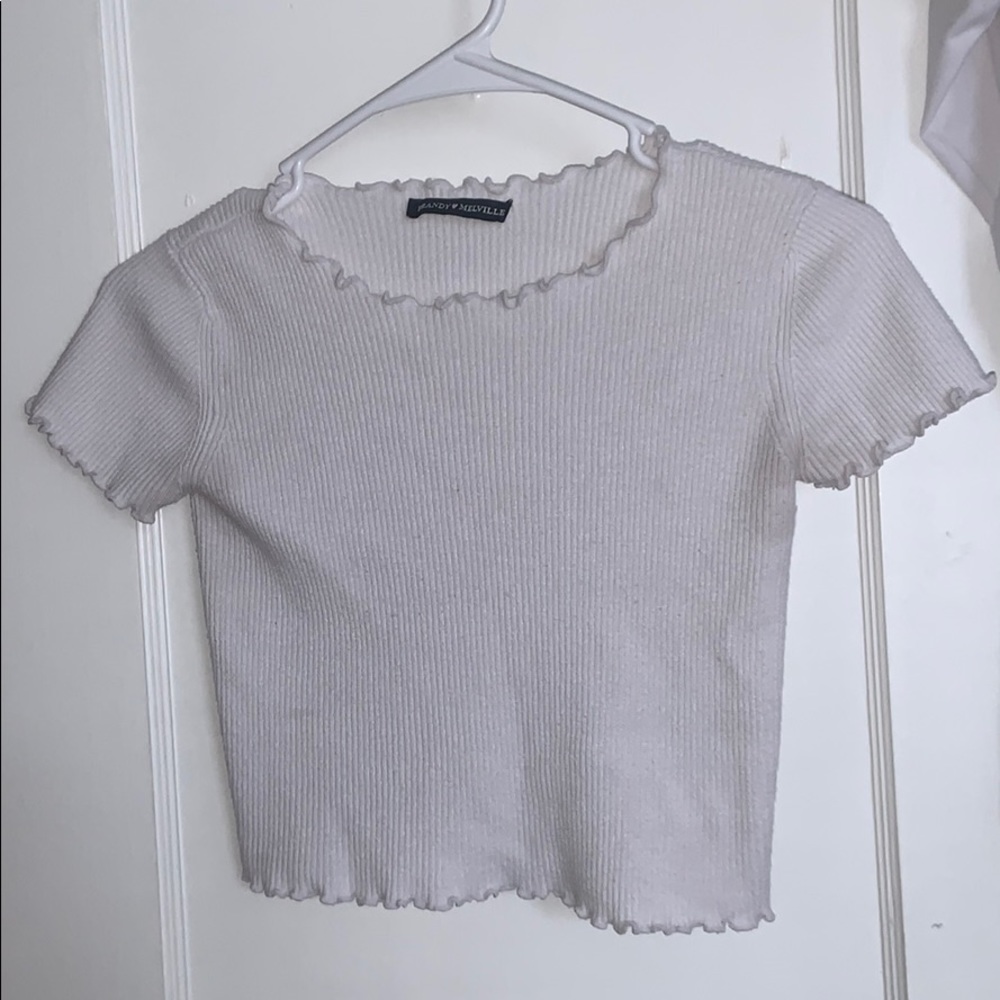 brandy melville white crop tee